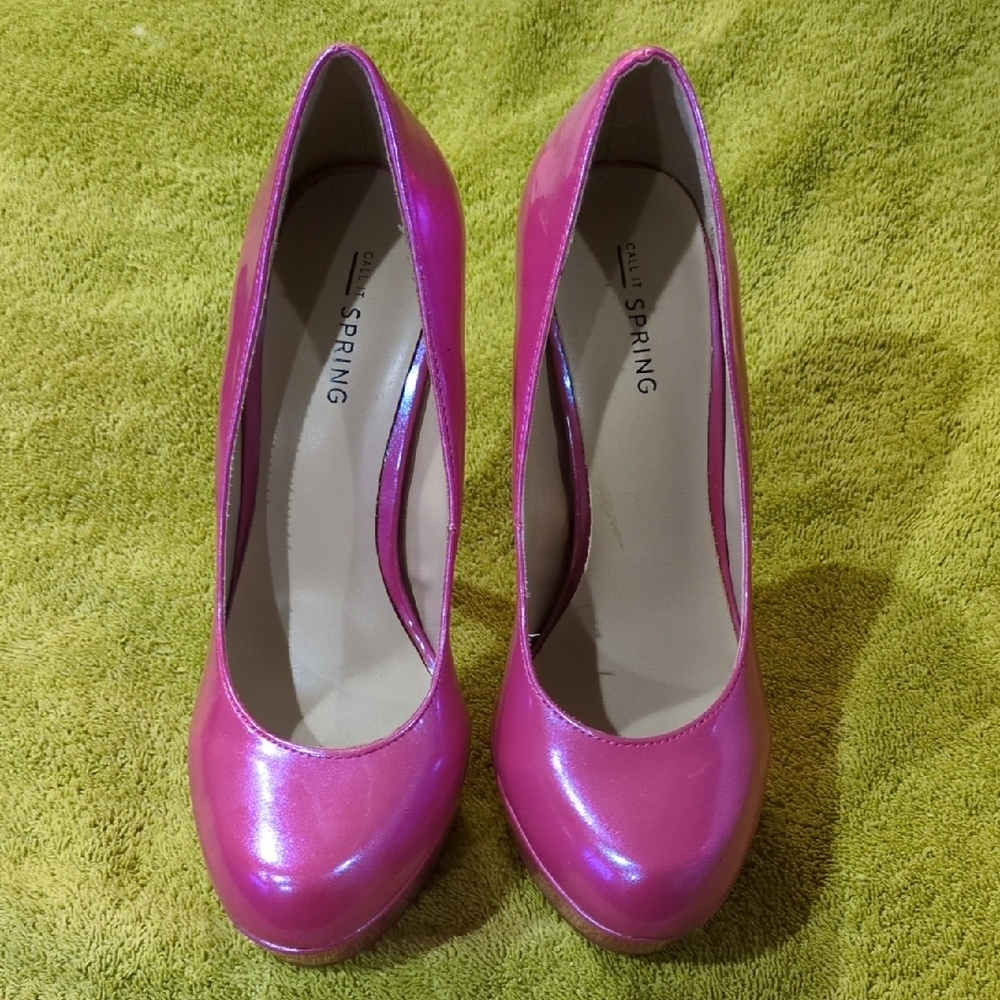 Call It Spring Iridescent Fuchsia Platform Heels